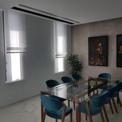 Combination Of Roman Blinds And Roller Blinds